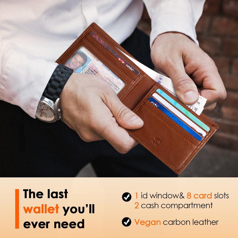 RUNBOX Wallet for Men Slim Leather Bifold RFID Blocking Minimalist Front Pocket Design with Gift Box - Image 2